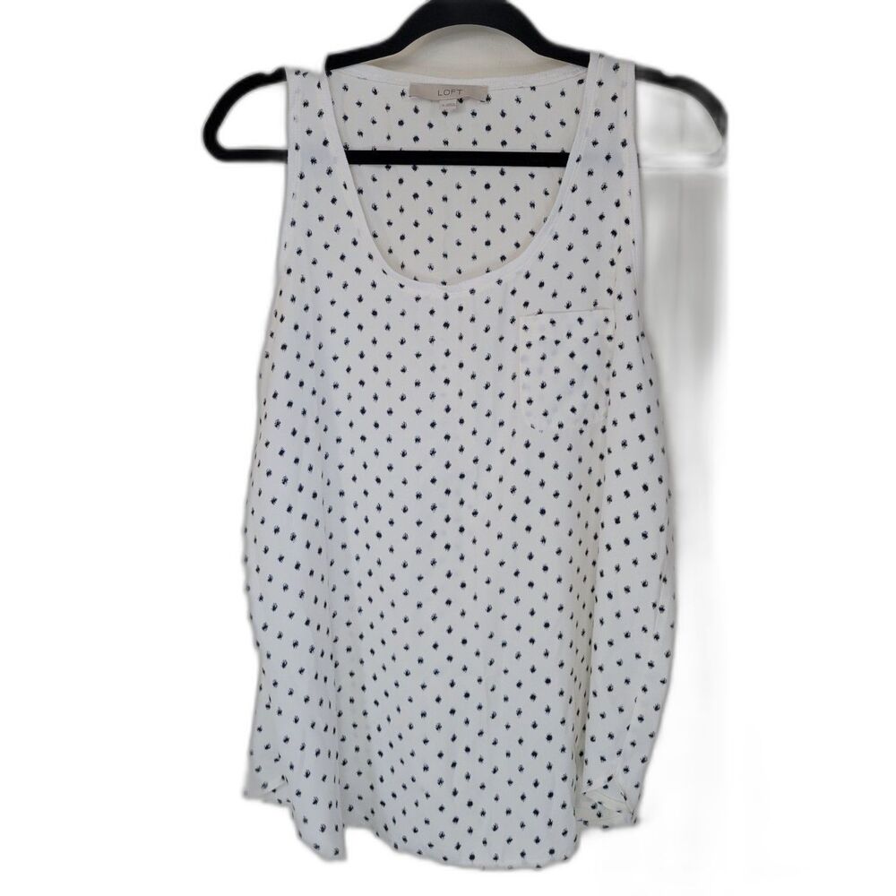 Loft Black White Polka Dot Sleeveless Blouse